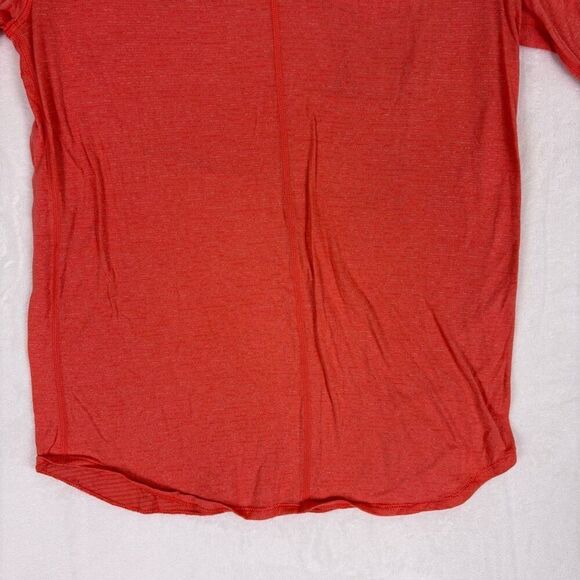 Lululemon Striped Red with Leopard Print Pocket Scoop Neck Tshirt - Picture 3 of 13